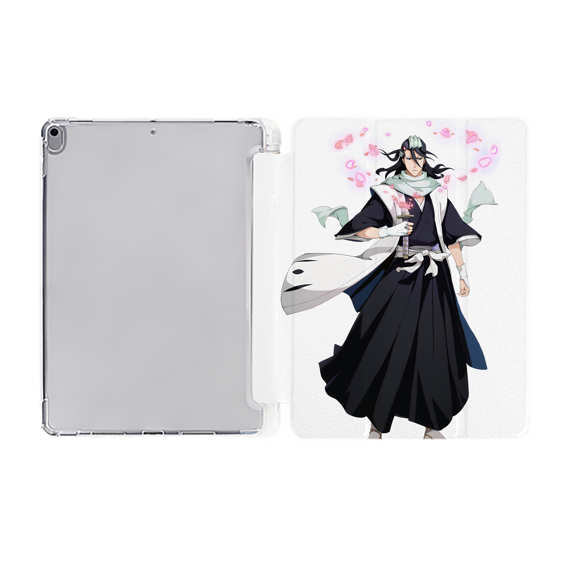 （画像用） ブリーチ くちき びゃくや BLEACH Kuchiki Byakuya IPad ケース ペン収納付き 三つ折りスタンド PUレザー×シリコン 対応機種9.5/10.5/10.9インチ